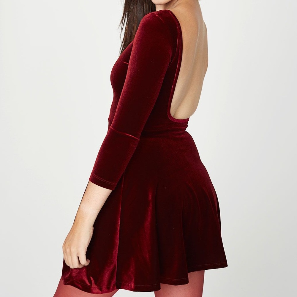 American Apparel Red Velvet Skater Dress